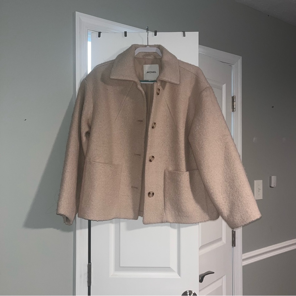 Oversized ASOS Monkl Cream Teddy Jacket (small-large)